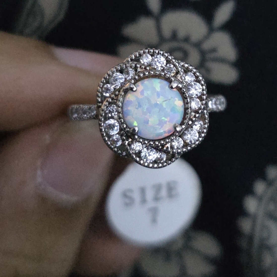 Fragrant Jewels Silver Opal Halo Ring 20$